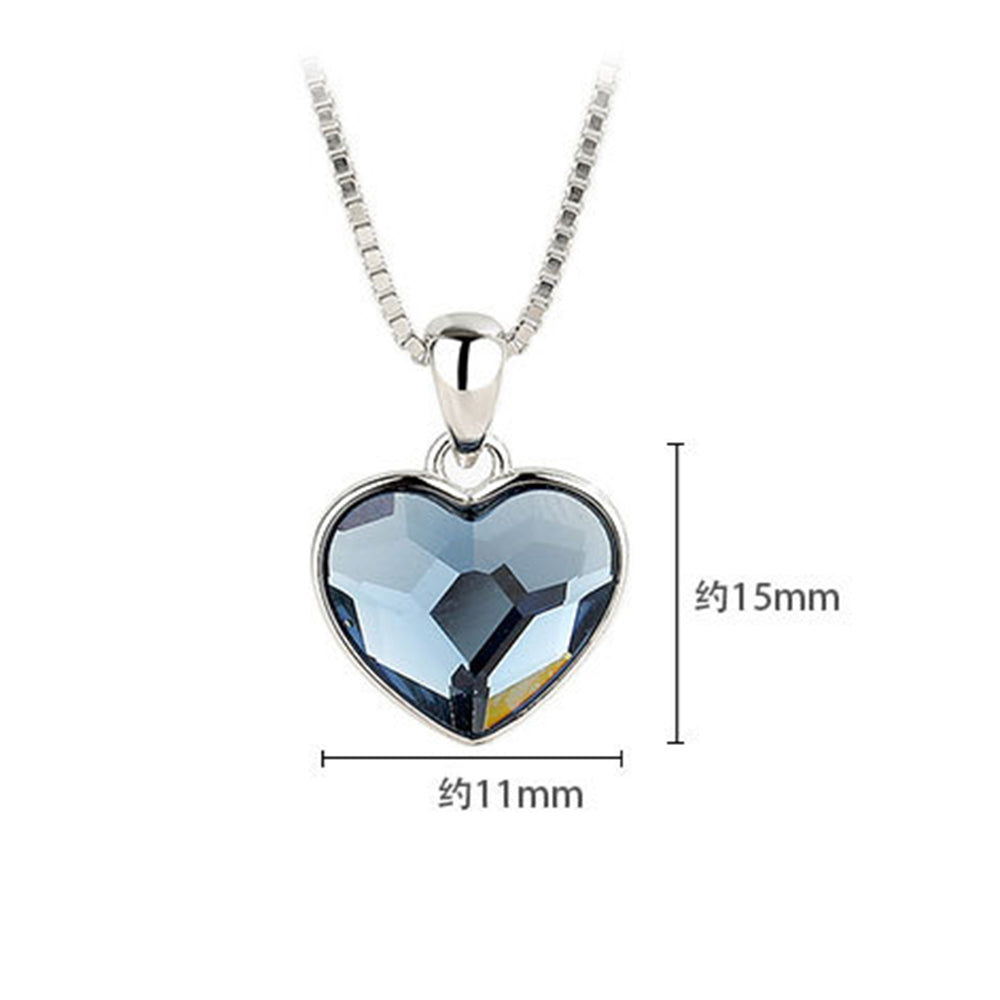925 Sterling Silver Fashion Crystal Heart Necklace