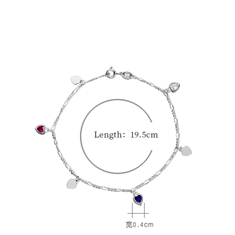 925 Sterling Silver Fashion Heart Bracelet