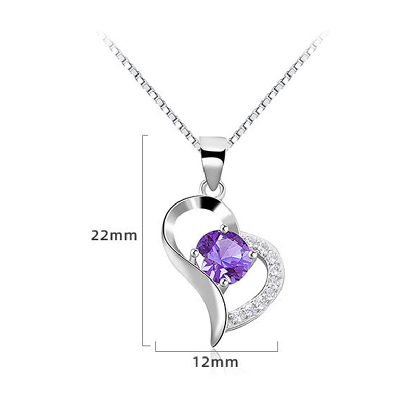 925 Sterling Silver Fashion Zircon Heart Necklace