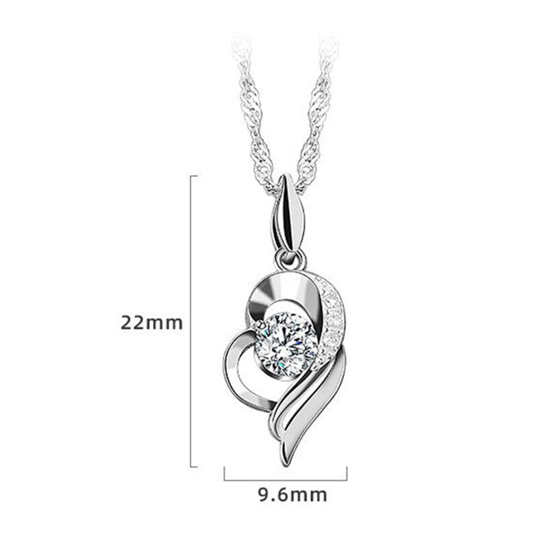 925 Sterling Silver Fashion Zircon Heart Necklace