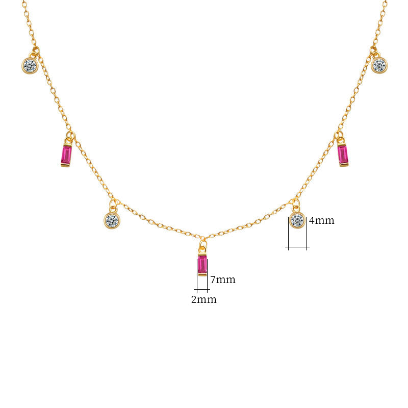925 Sterling Silver Fashion Colorful Stones Necklace