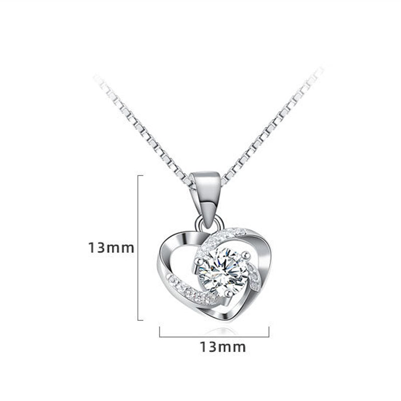 925 Sterling Silver Fashion Zircon Heart Necklace