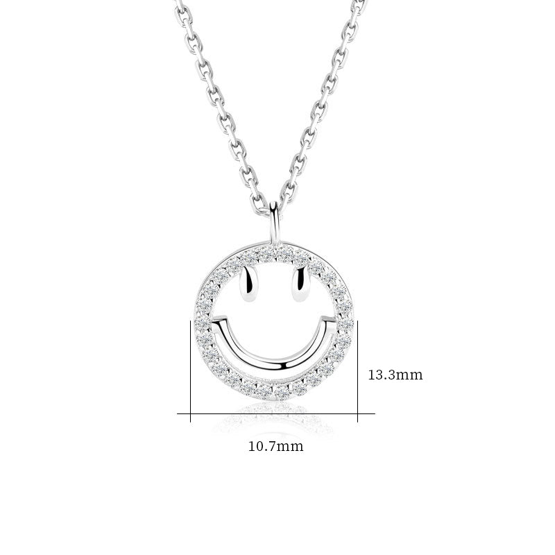 925 Sterling Silver Fashion Smile Face Pendant Necklace