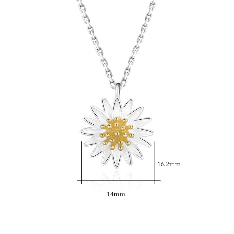 925 Sterling Silver Fashion Sunflower Pendant Necklace