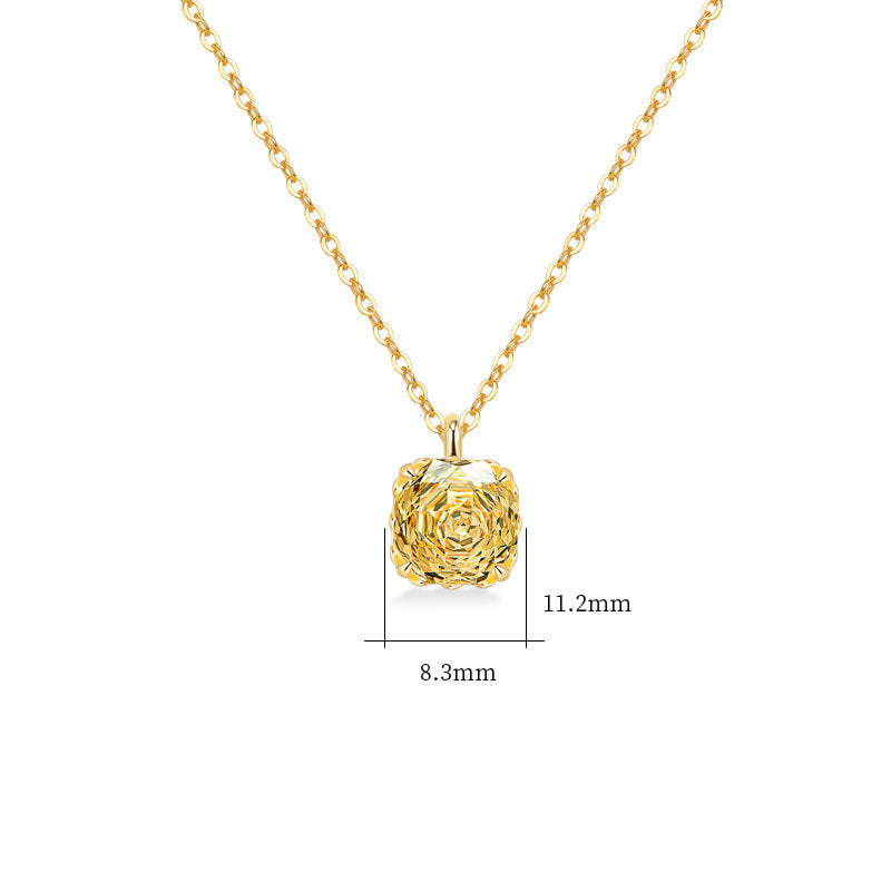 925 Sterling Silver Fashion 18K Gold Zircon Pendant Necklace