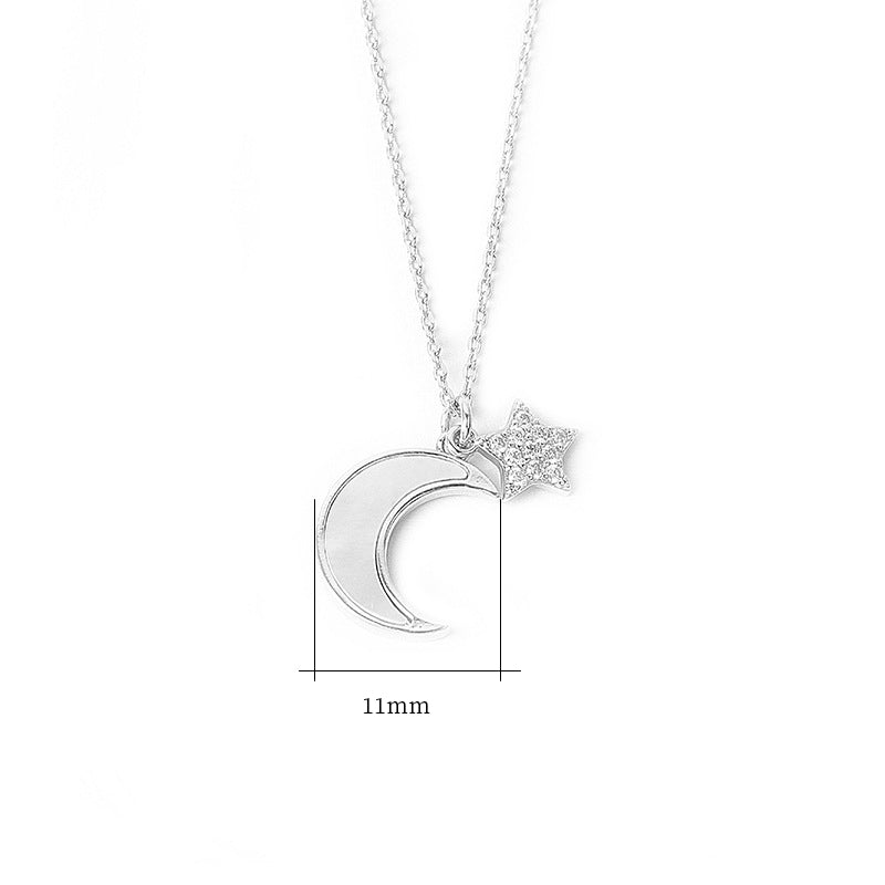 925 Sterling Silver Fashion Moon Star Necklace