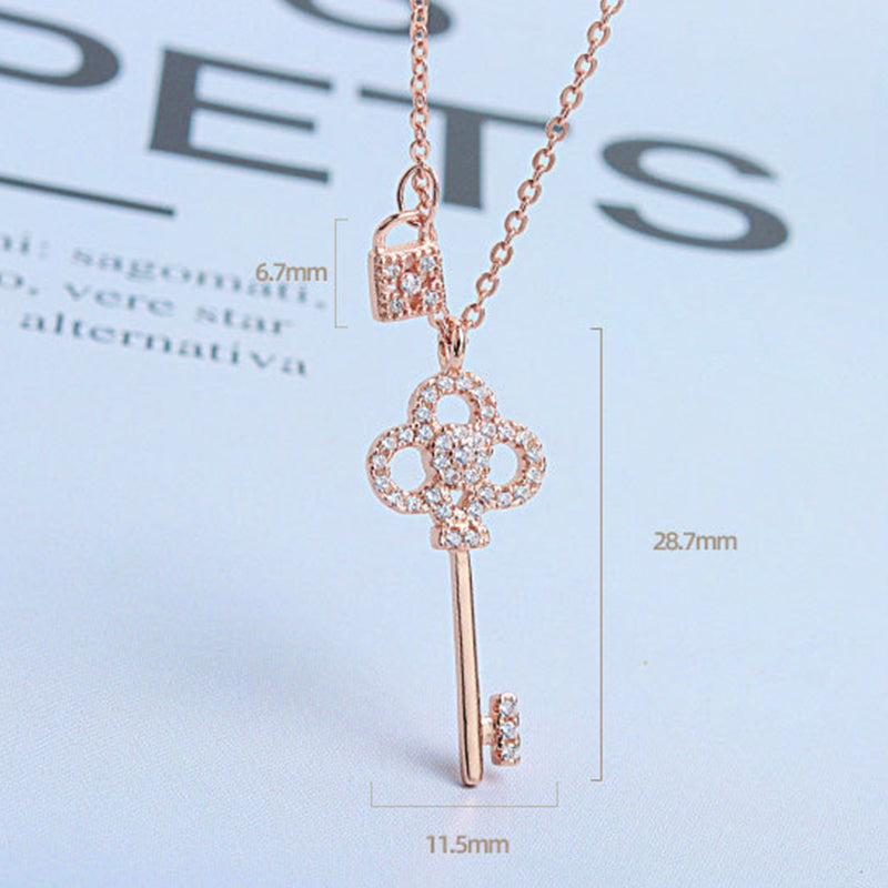 925 Sterling Silver Fashion Key Pendant Necklace