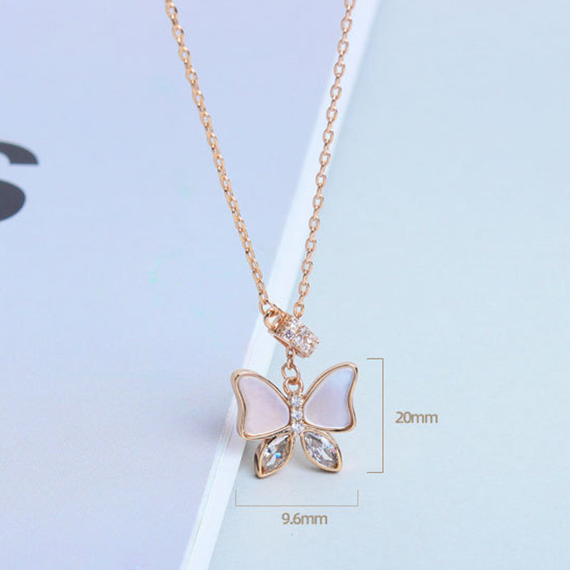 925 Sterling Silver Fashion Butterfly Pendant Necklace