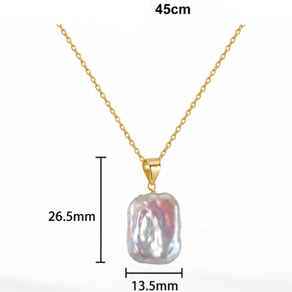 Freeform Baroque Freshwater Pearl Necklace, Rainbow Iridescent Lustre Pearl Silver Pendant Necklace