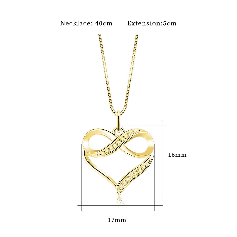 925 Sterling Silver Infinity Heart Necklace for Girls Women