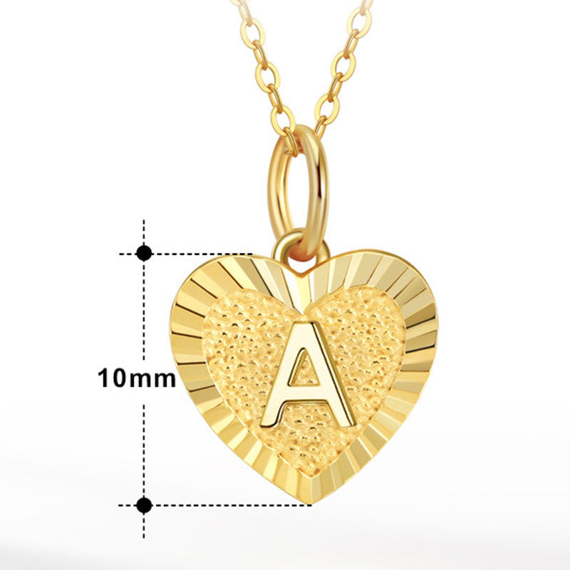 Gold Stainless Steel Layered Heart Initial Z Necklace, Double Paperclip Chain Hammered Textured Heart Letter Z Pendant
