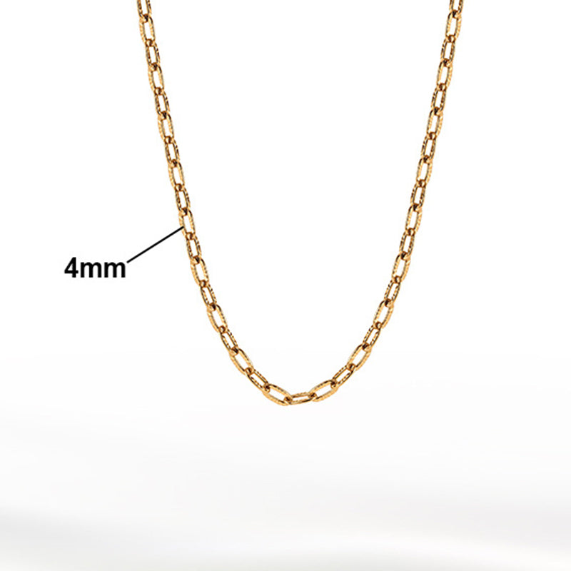 Gold Stainless Steel 4mm Paperclip Chain Necklace, Simple Thick Rectangle Link Plain Chain for Pendant Layering