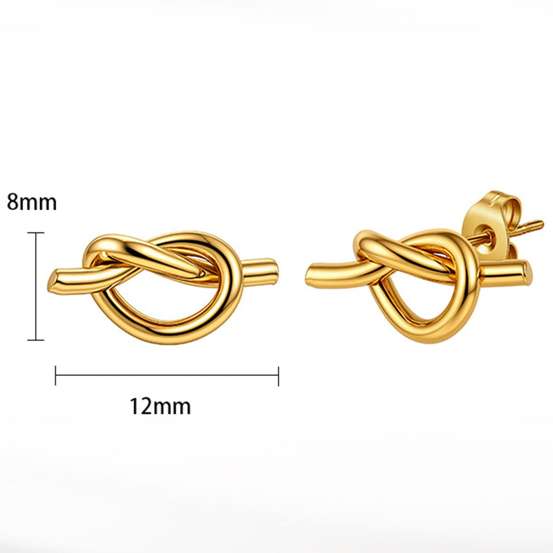 Gold Plated Stainless Steel Love Knot Twisted Wire Stud Earrings