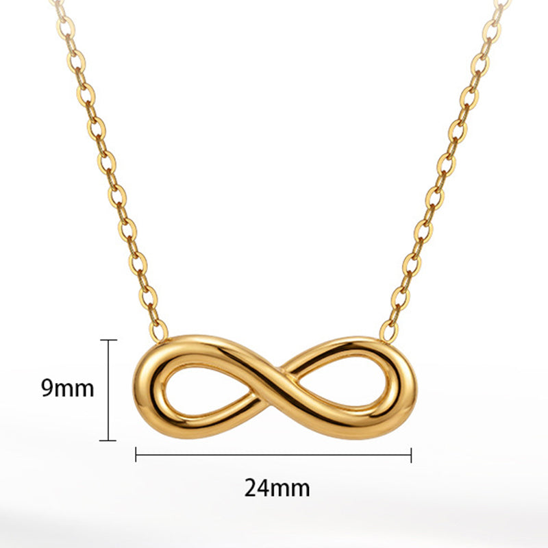 Gold Stainless Steel Polished Infinity Symbol Necklace, Smooth Hollow 8 Shape Infinity Charm Cable Chain