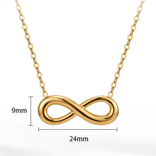 Gold Stainless Steel Polished Infinity Symbol Necklace, Smooth Hollow 8 Shape Infinity Charm Cable Chain