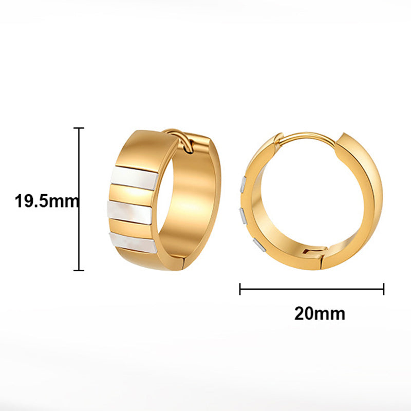 Silver Stainless Steel Chunky Multi Grooved Segment Huggie Hoop Earrings
