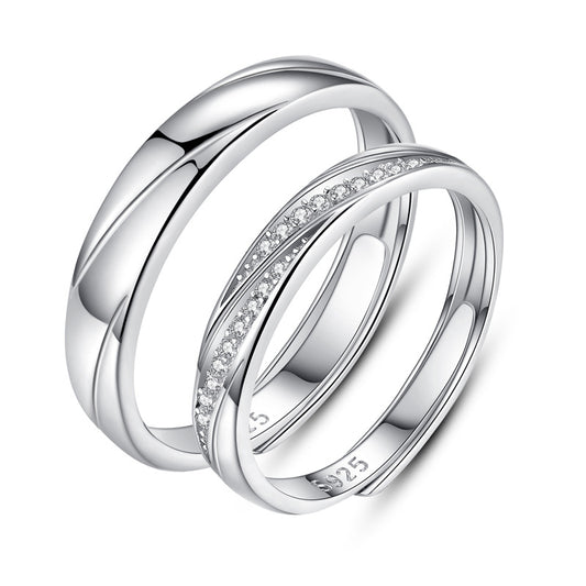 925 Sterling Silver Elegant Fashion Engagement Couple Rings