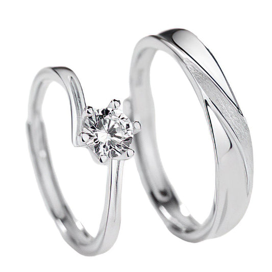 925 Sterling Silver Elegant Fashion Engagement Couple Rings