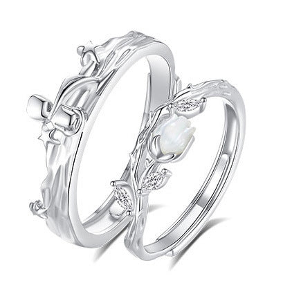 925 Sterling Silver Elegant Fashion Engagement Couple Rings