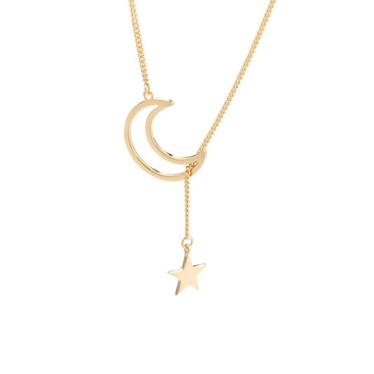 925 Sterling Silver Moon & Star Pendant Necklace