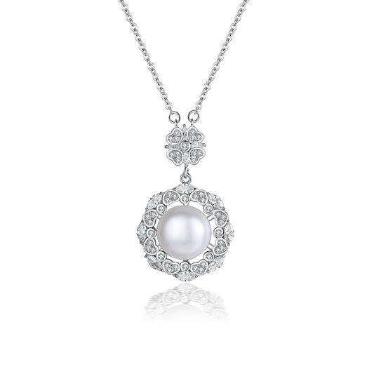 925 Sterling Silver Natural Pearl Drop Necklace Fashion Jewelry Gift for Women Girls