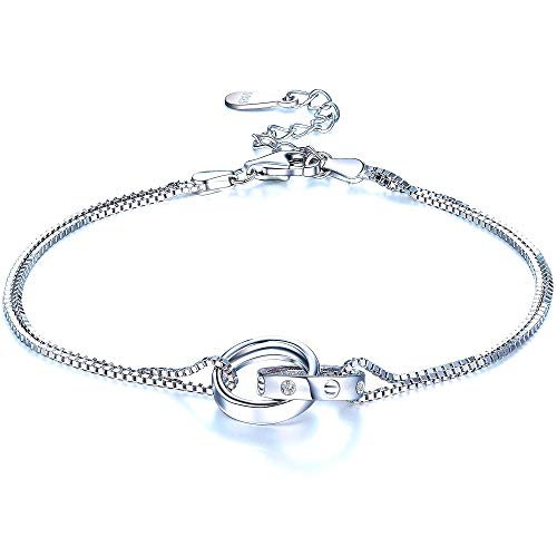 925 Sterling Silver Love Ring Bracelet Jewelry Gift for Women Girls
