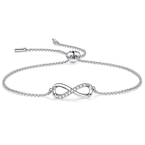 925 Sterling Silber verstellbare Love Infinity Armbänder Schmuck für Frauen Mädchen mit Geschenkbox