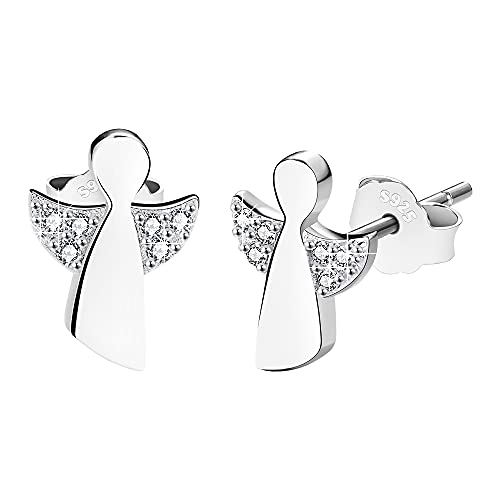 925 Sterling Silver Women Guardian Angel Earrings