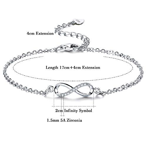 925 Sterling Silber Infinity Armband für Damen mit Schmuckgeschenkbox