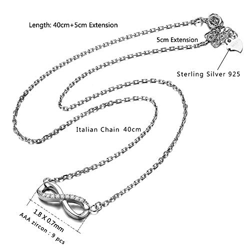 925 Sterling Silver Love Infinity Pendant Necklace Jewelry Gift for Women Girls